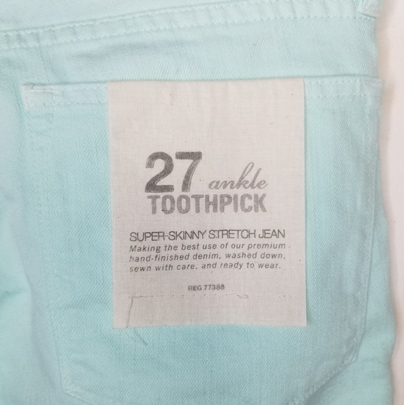 NEW J. Crew ankle toothpick super skinny denim jeans mint green 27 - Picture 5 of 6